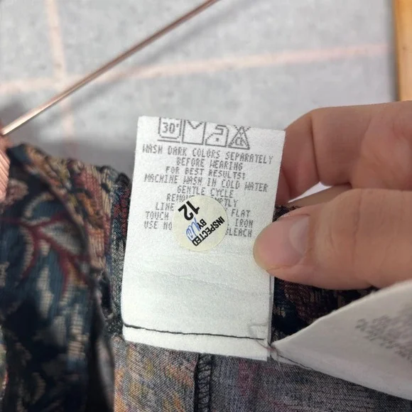 Koret Pleated Midi Skirt 14 Multicolor Floral Tapestry Print Rayon Pockets Vtg - Picture 13 of 13